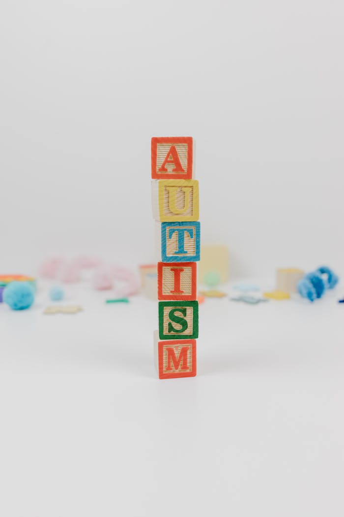 About Colorful wooden blocks arranged to spell